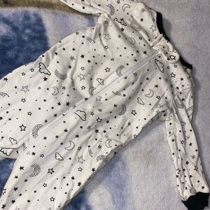 White Baby Onesie with Star and Moon Print